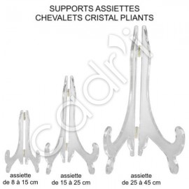 Support-Assiette Cristal Chevalet Pliant